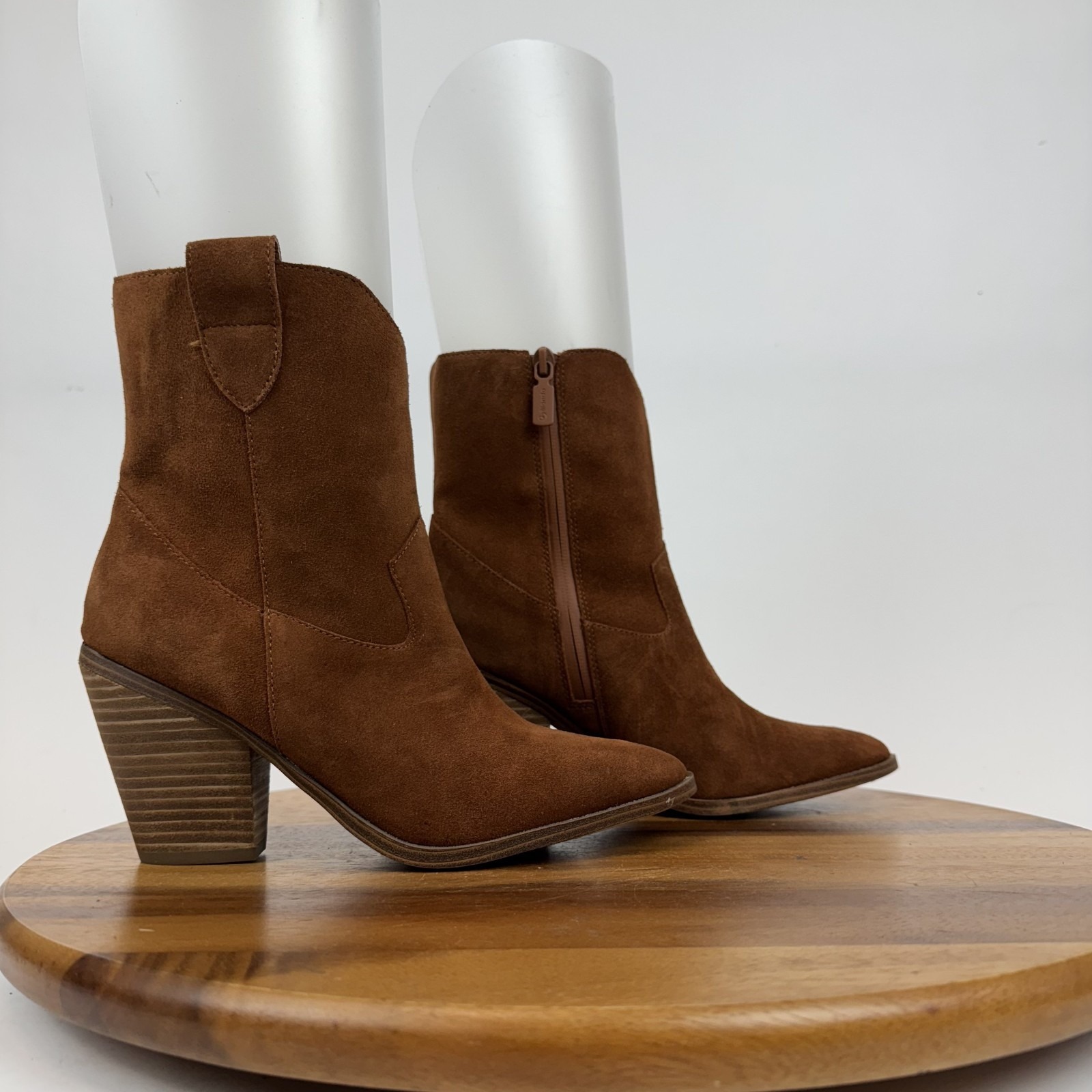 New Womens Blondo Wayde Red/Brown Suede Heeled Ankle Western Booties Size 7 M